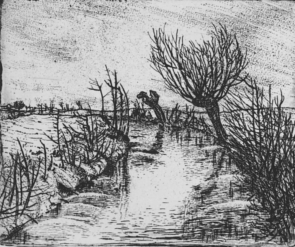 蚀刻版画 Bozzetti - Il canale d'inverno