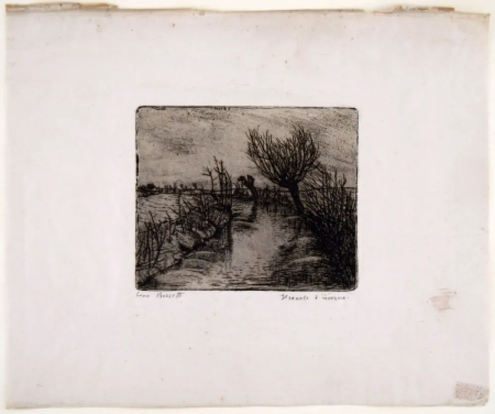 版画 Bozzetti - IL CANALE D'INVERNO (The canal in winter) 