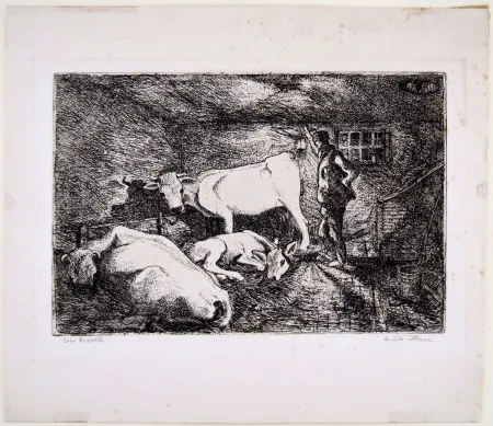 版画 Bozzetti - LA VISITA NOTTURNA (Visiting the stable in the night) 