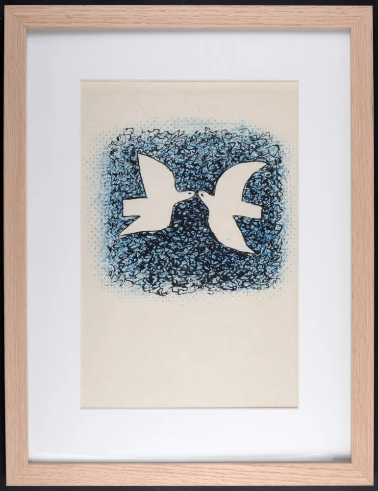 石版画 Braque - Couple d'oiseaux, 1963 - Framed