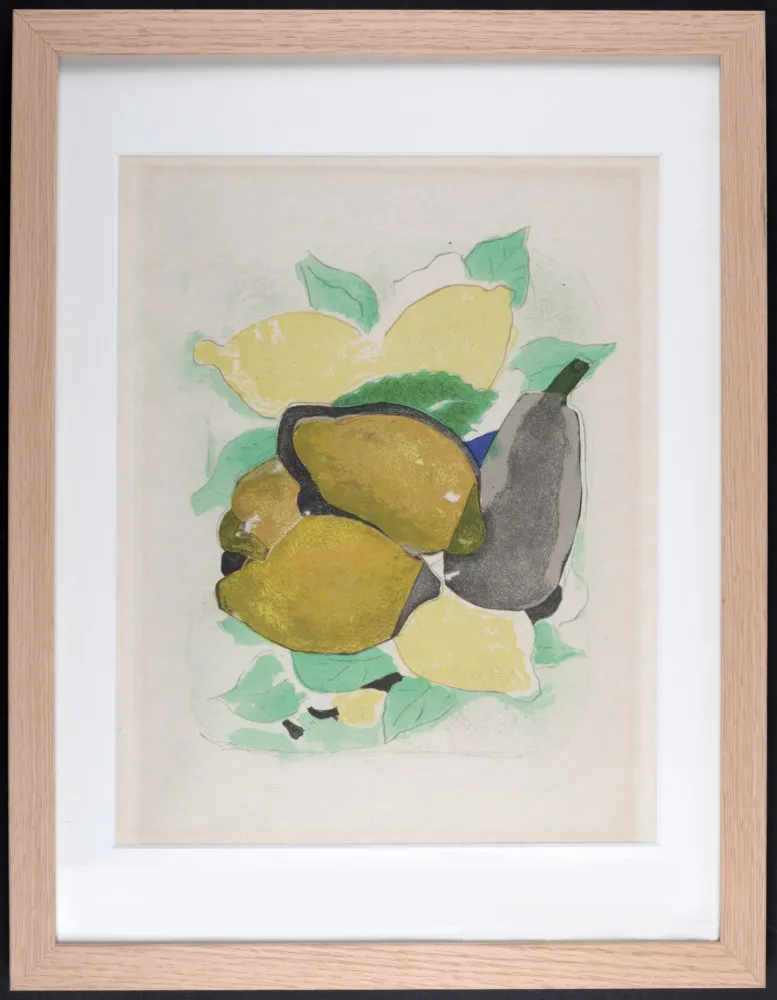 石版画 Braque - Les Citrons, 1963 - Framed