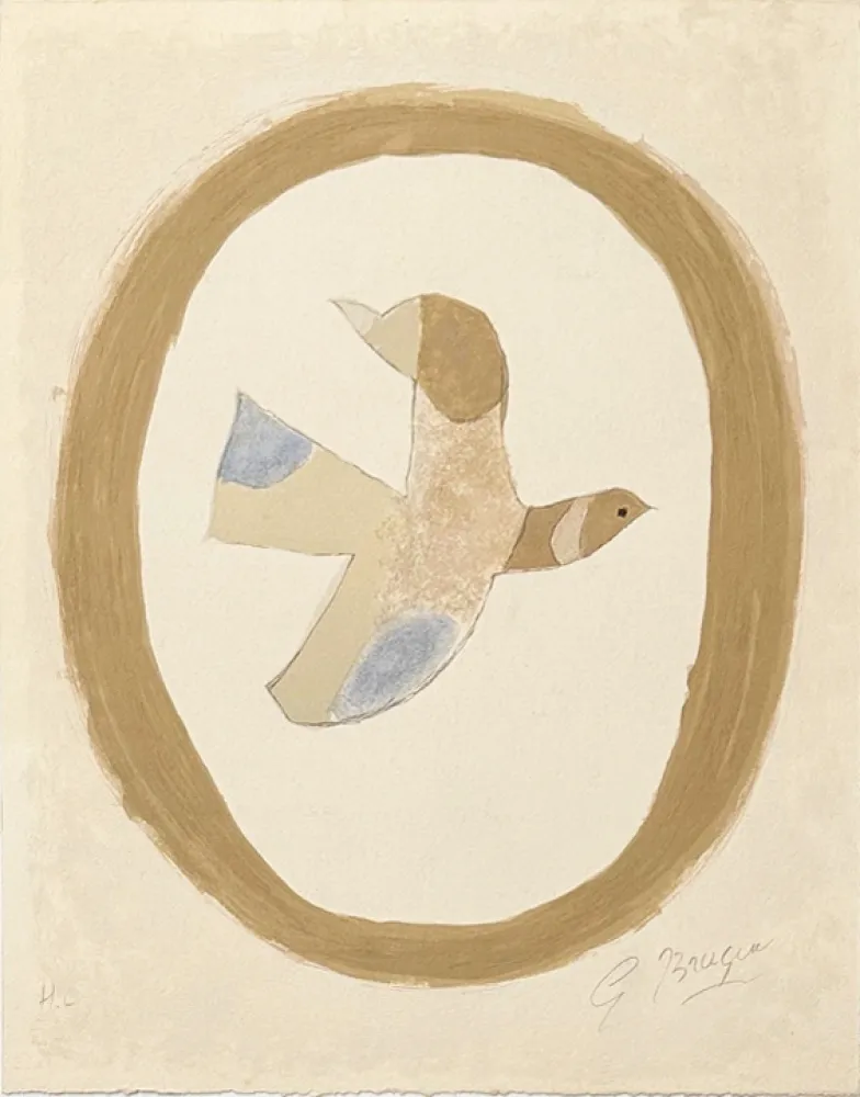 石版画 Braque - L'oiseau des sables