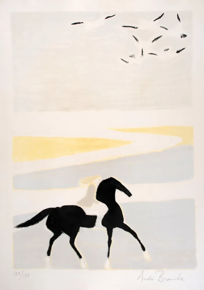 石版画 Brasilier - Cavalière sur la Plage - Rider on the Beach