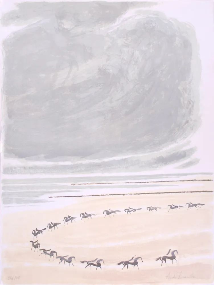 石版画 Brasilier - Plage des Flandres - Flanders Beach