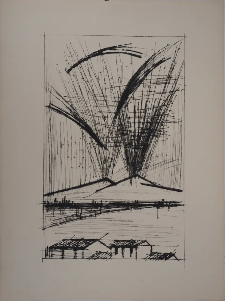 版画 Buffet - L'éruption du Vésuve