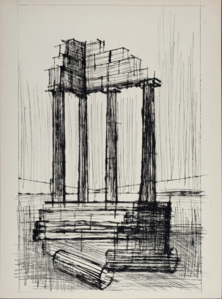 干刻版画 Buffet - Temple en ruine, 1959