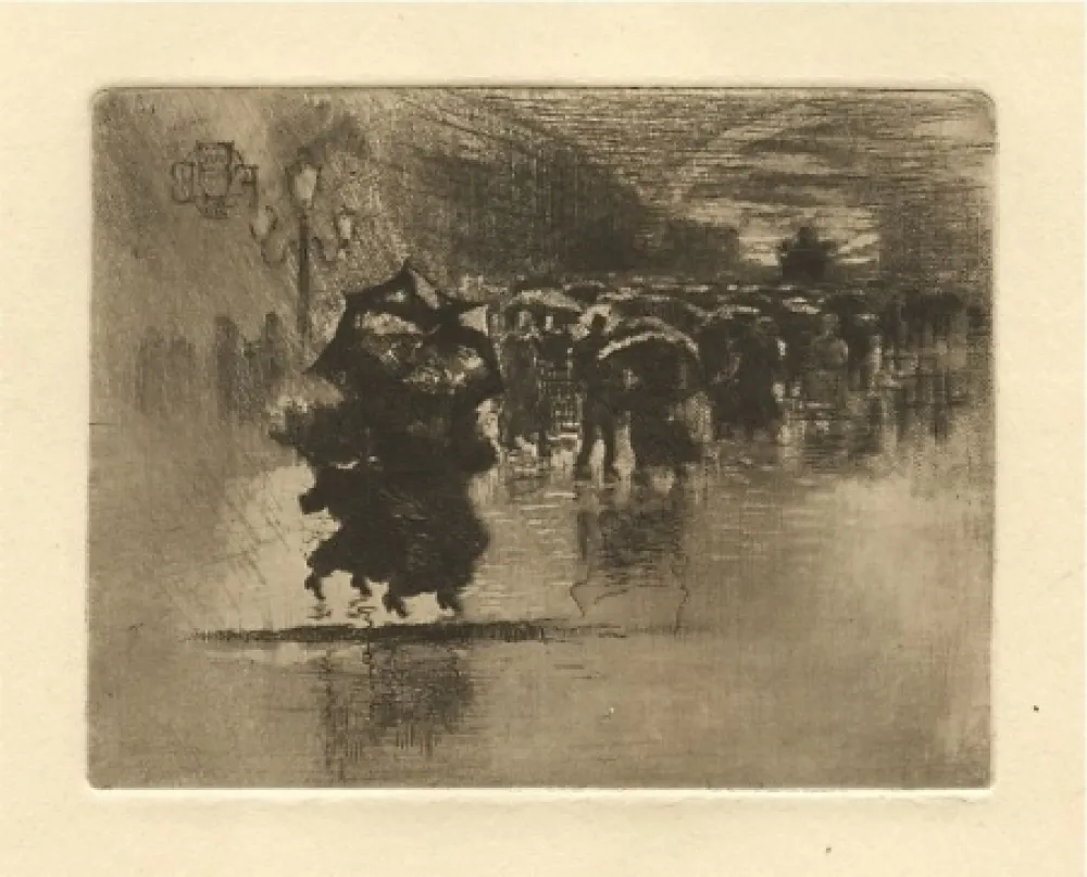 蚀刻飞尘法 Buhot - Le petit enterrement / Sous l'averse