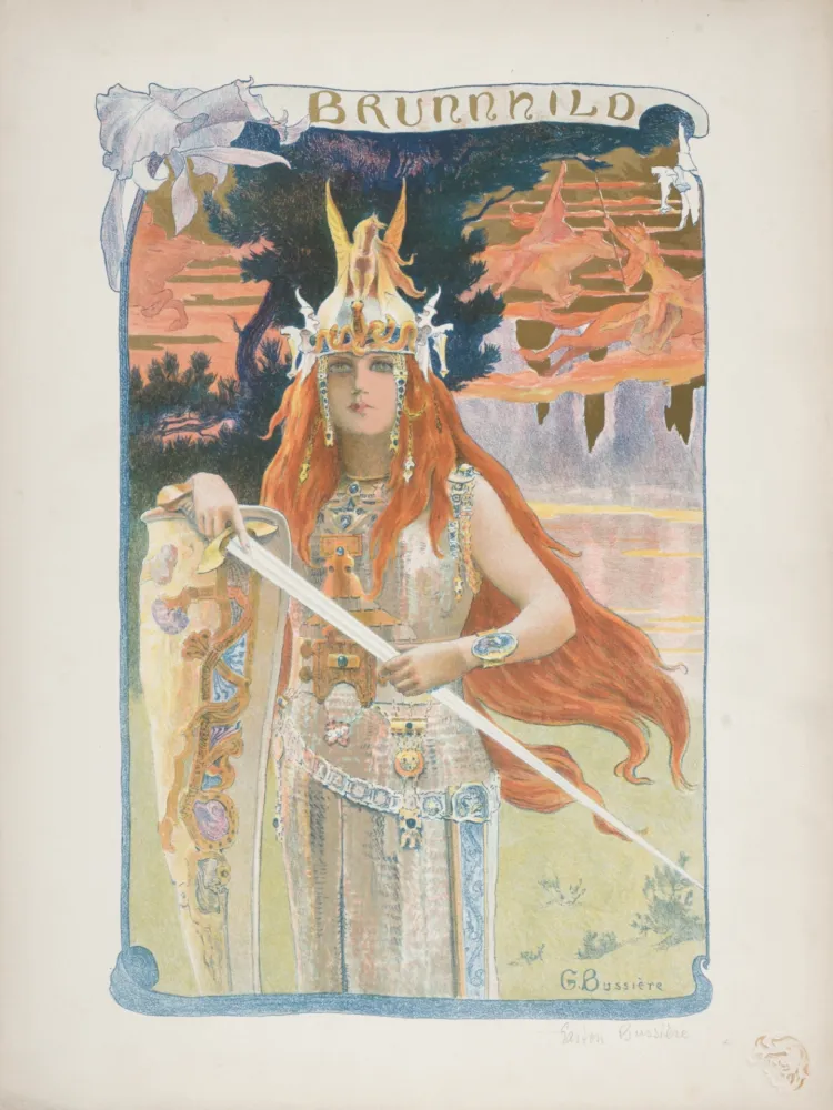 石版画 Bussiere - Brunnhild, 1899