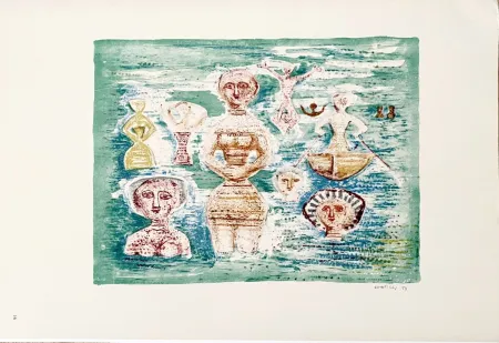 石版画 Campigli (After) - Bagnanti