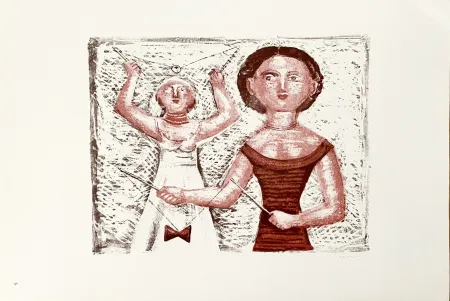 石版画 Campigli (After) - Gioco Del Diabolo