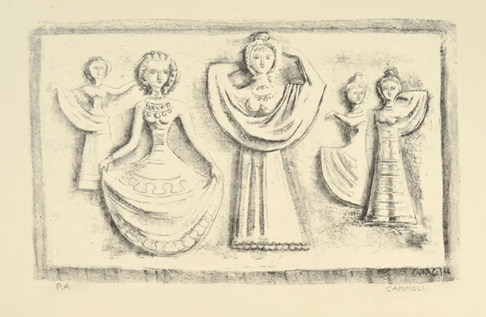 石版画 Campigli - DANZE NOTTURNE, 1944