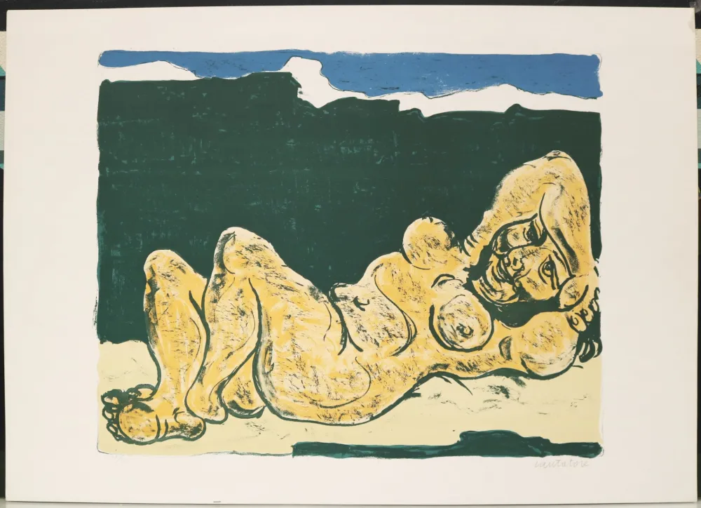 石版画 Cantatore - Figura sdraiata