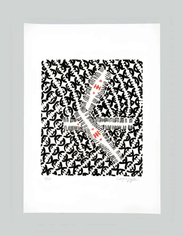 石版画 Capogrossi - Giuseppe capogrossi (1900–1972) - Lithography on Fabriano paper - 1957