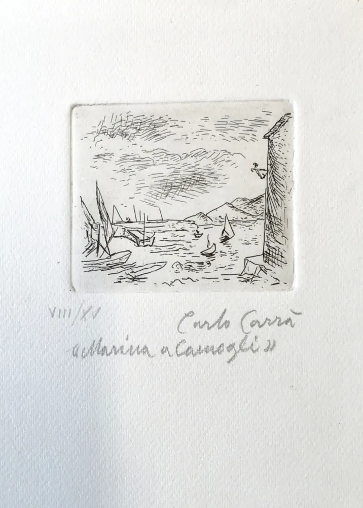蚀刻版画 Carra - Marina a Camogli