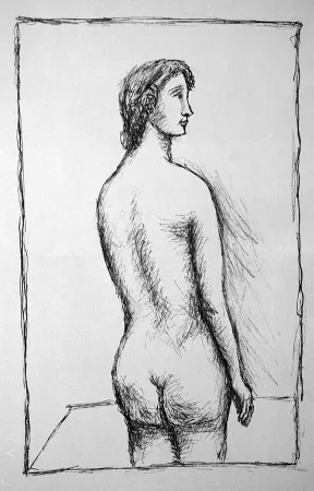 石版画 Carra - Nudo di schiena