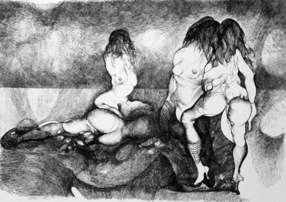 蚀刻版画 Carrera - Giochi sulla spiaggia