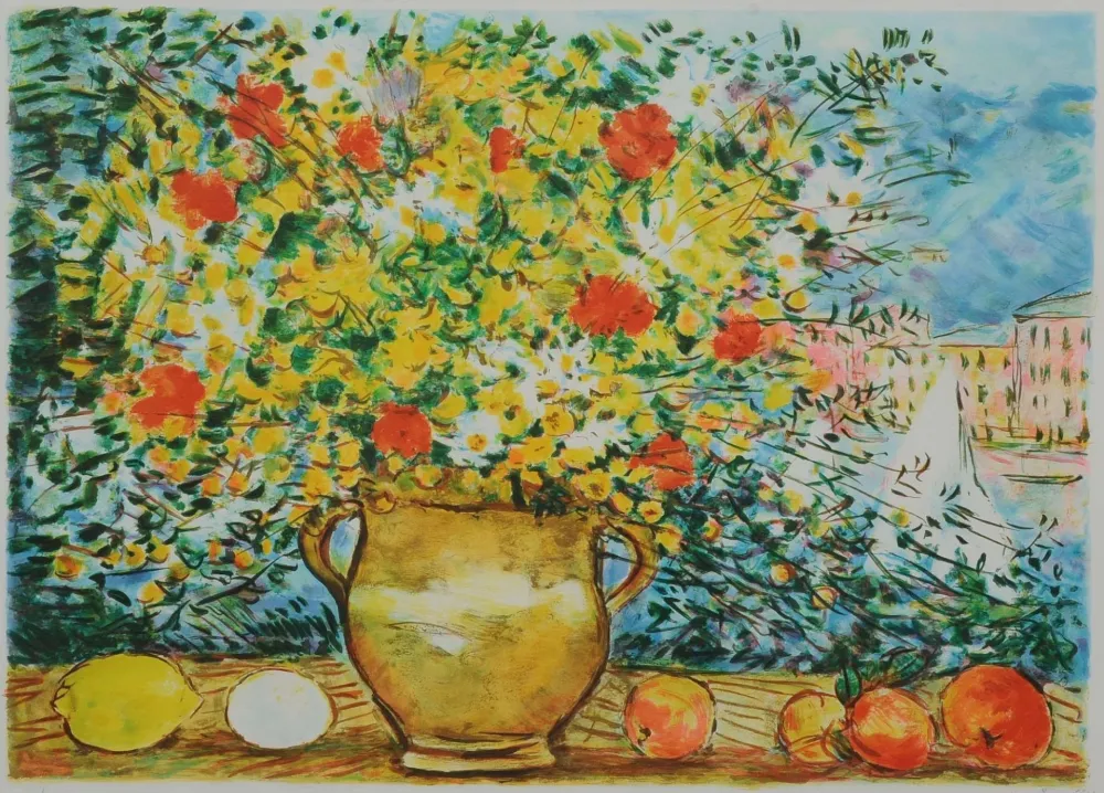石版画 Cascella - Vaso di fiori