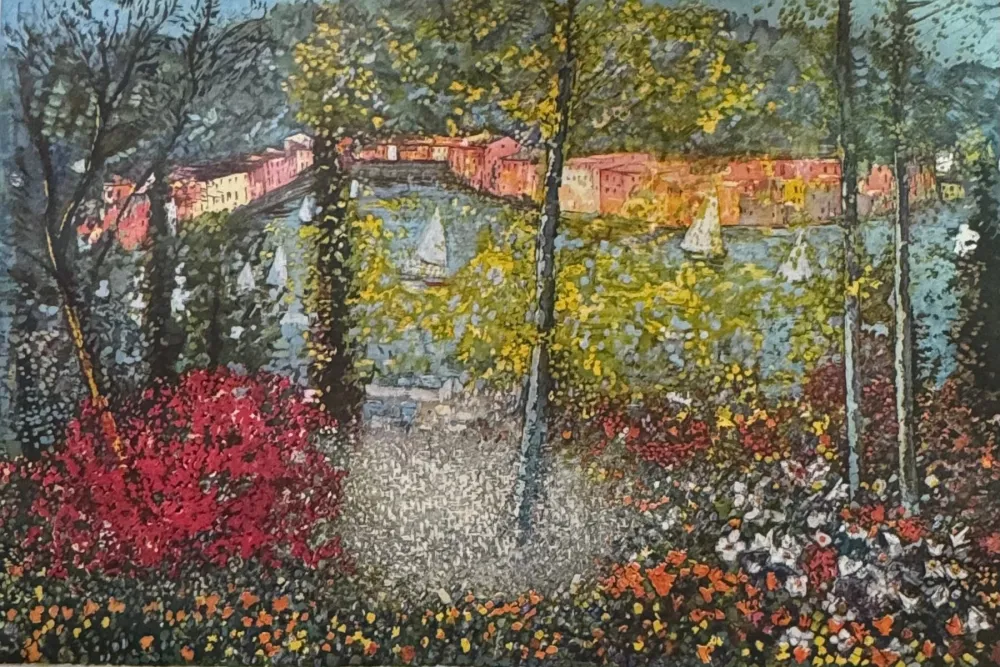 蚀刻版画 Cascella - Veduta sul porto