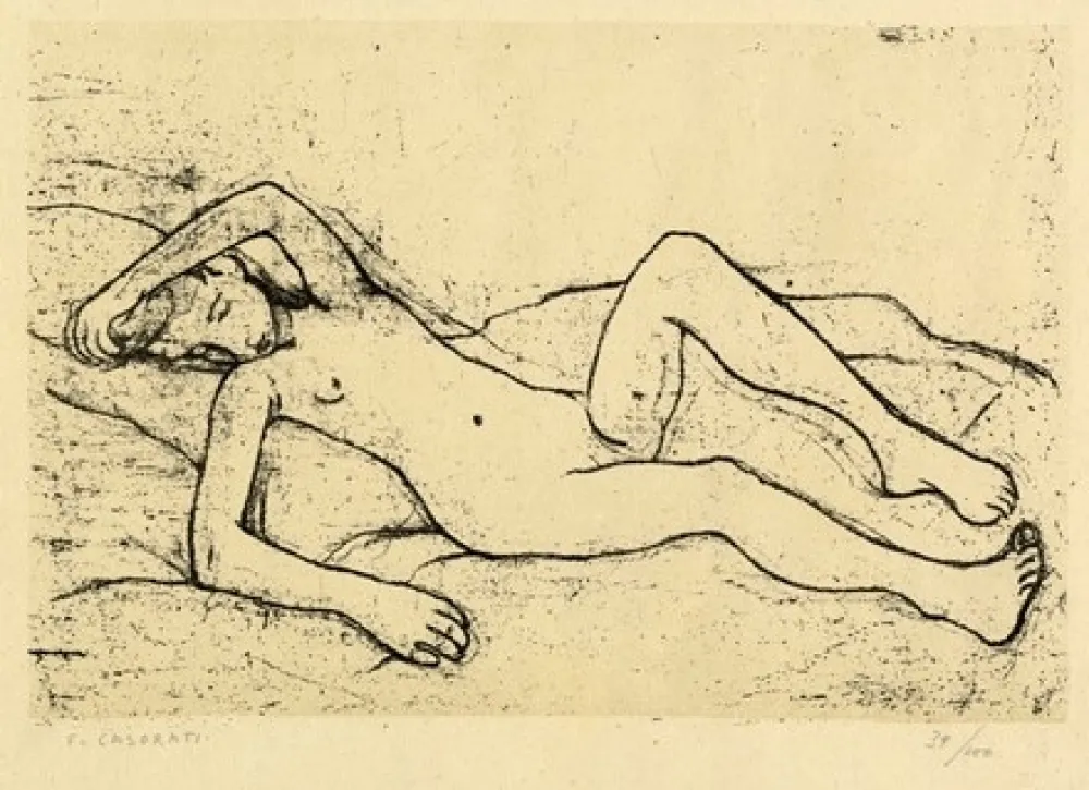 石版画 Casorati - Nudo disteso