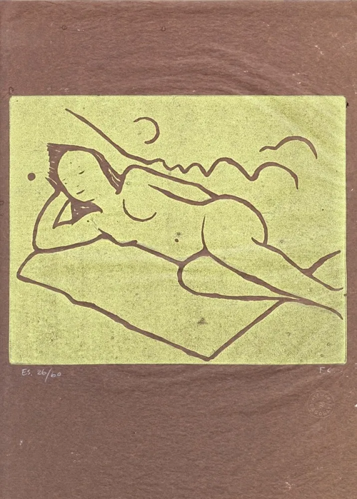 油毡版画 Casorati - Nudo sdraiato sulla coperta