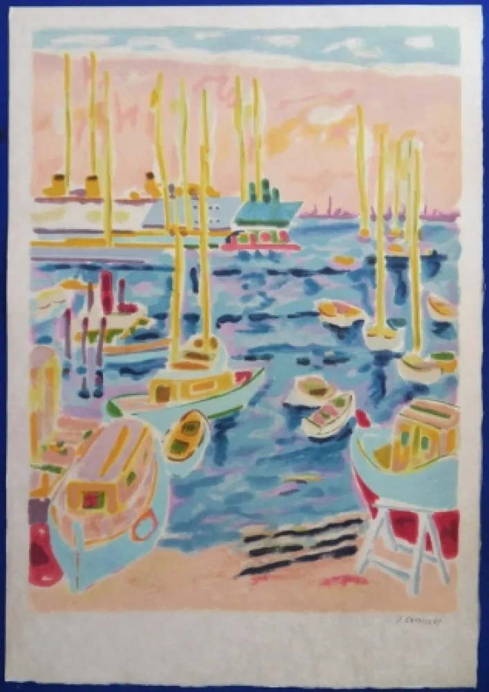 石版画 Cavailles - Le port de Cannes