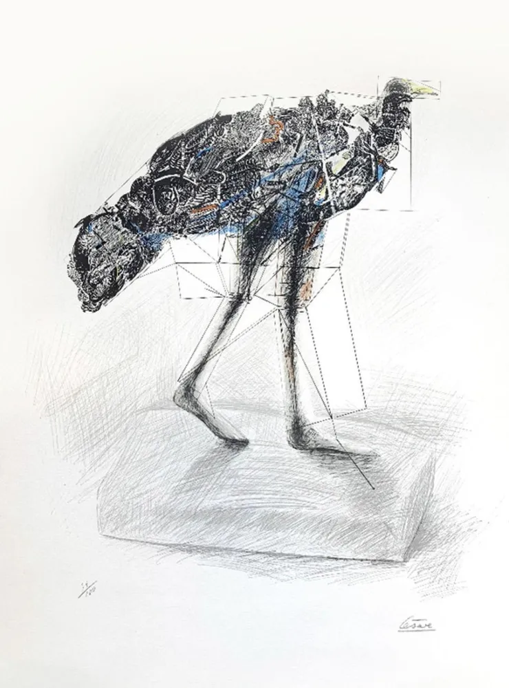 石版画 Cesar - La poule