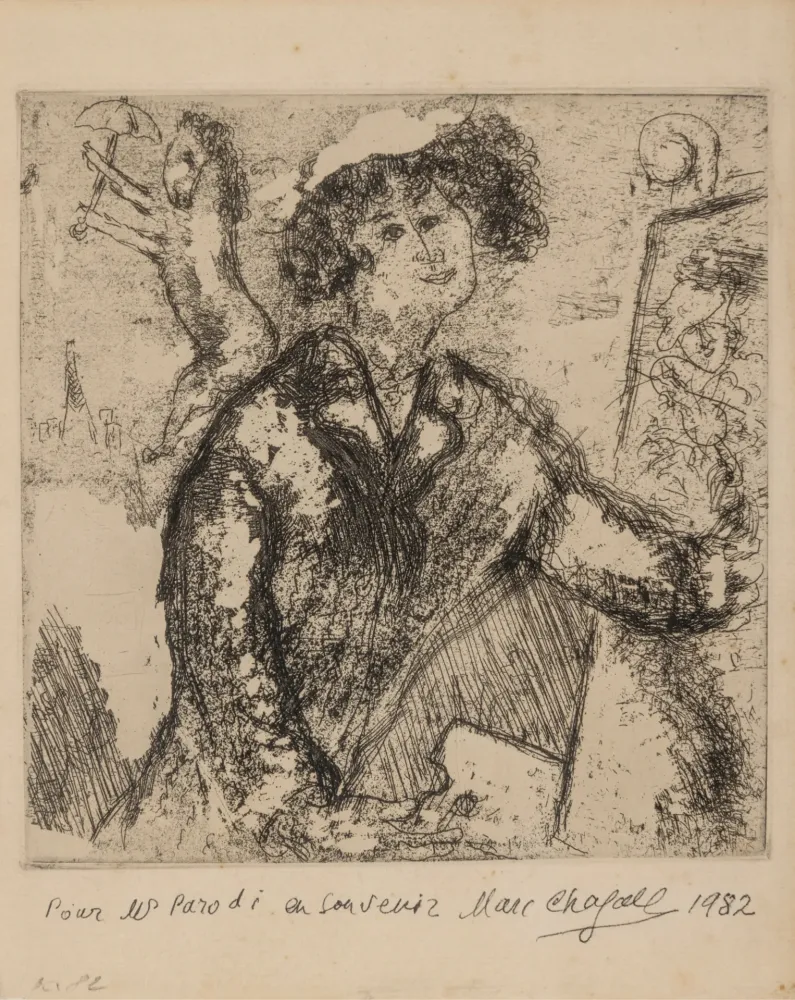 版画 Chagall - Autoportrait au chevalet (from Chagall et l'Ame Juive)