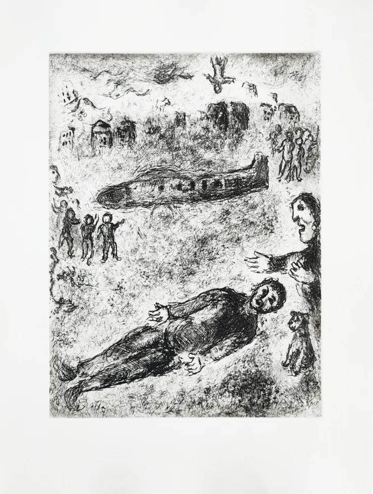 蚀刻版画 Chagall - Et sur la terre