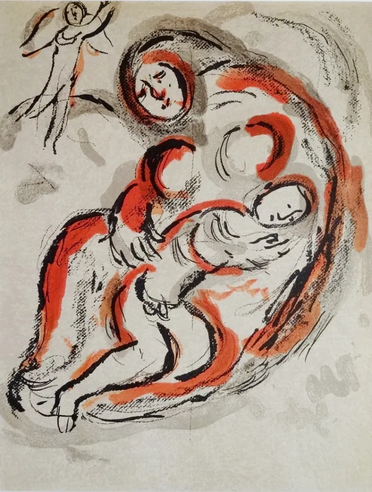 石版画 Chagall - Hagar dans le désert