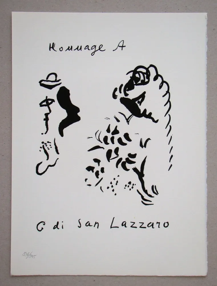 石版画 Chagall - Hommage à San Lazzaro