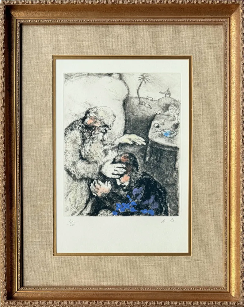 蚀刻版画 Chagall - Jacob Blessed By Isaac