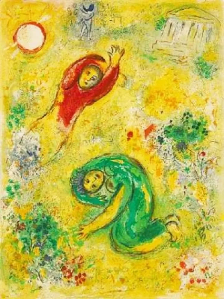 石版画 Chagall - Les fleurs saccagées