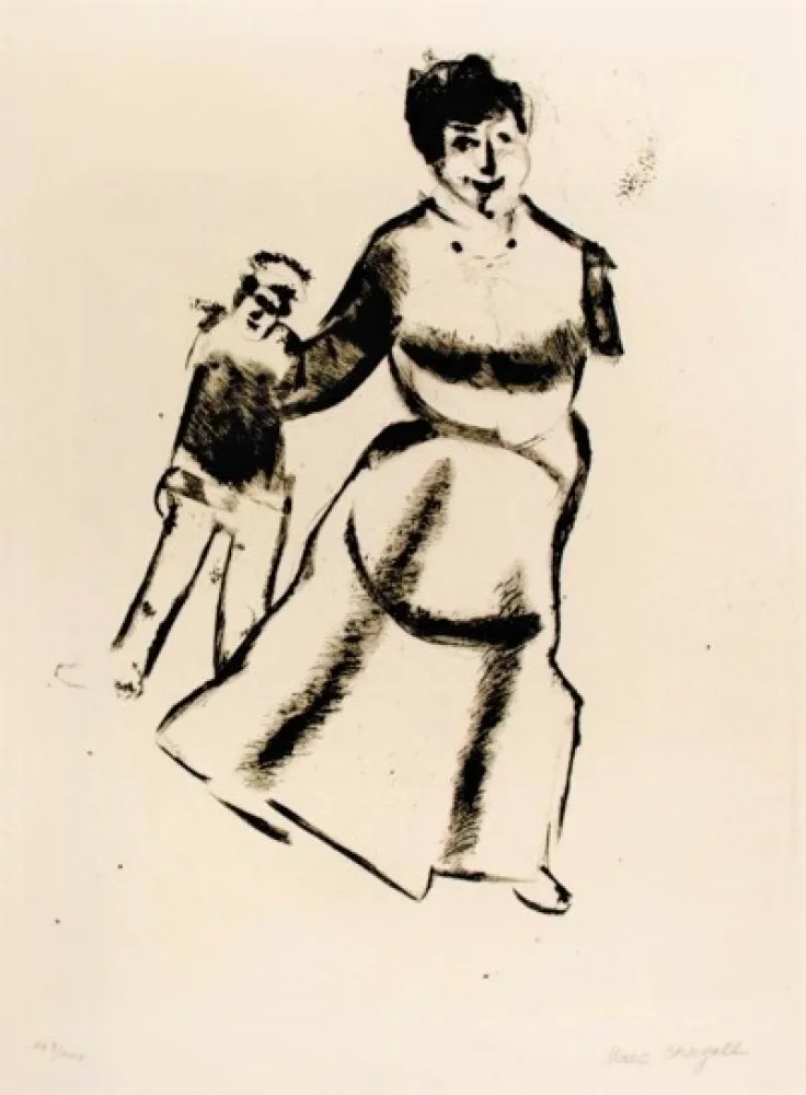 干刻版画 Chagall - Mutter und sohn