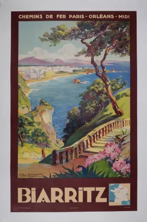 石版画 Champseix - Biarritz, Chemins de fer Paris-Orléans-Midi, 1935