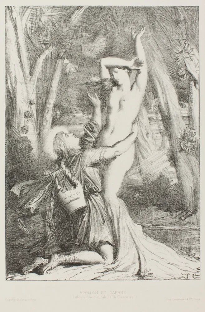 石版画 Chassériau - Apollon et Daphne