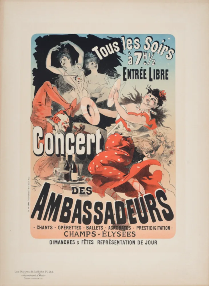 石版画 Cheret - Les Maîtres de l'Affiche : Concert des Ambassadeurs, 1891