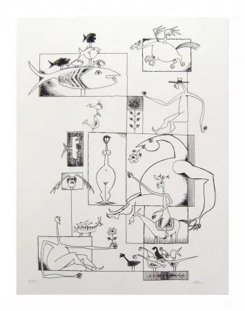 石版画 Chica - Ils sont tous là!
