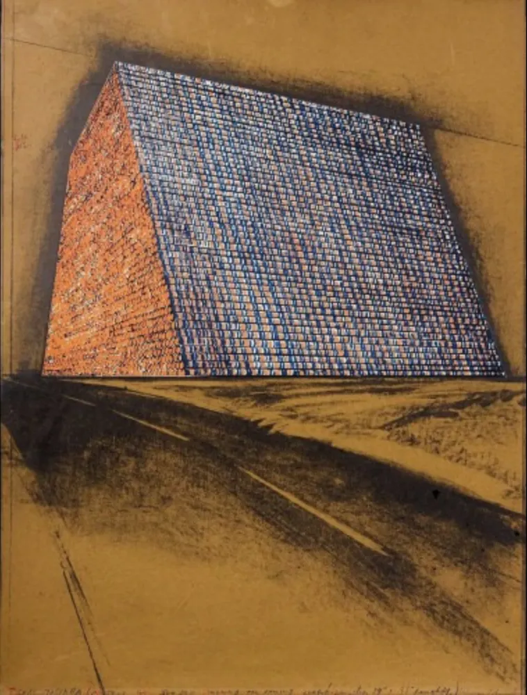 石版画 Christo - Texas Mastaba, Project For 500,000 Stacked Oil Drums