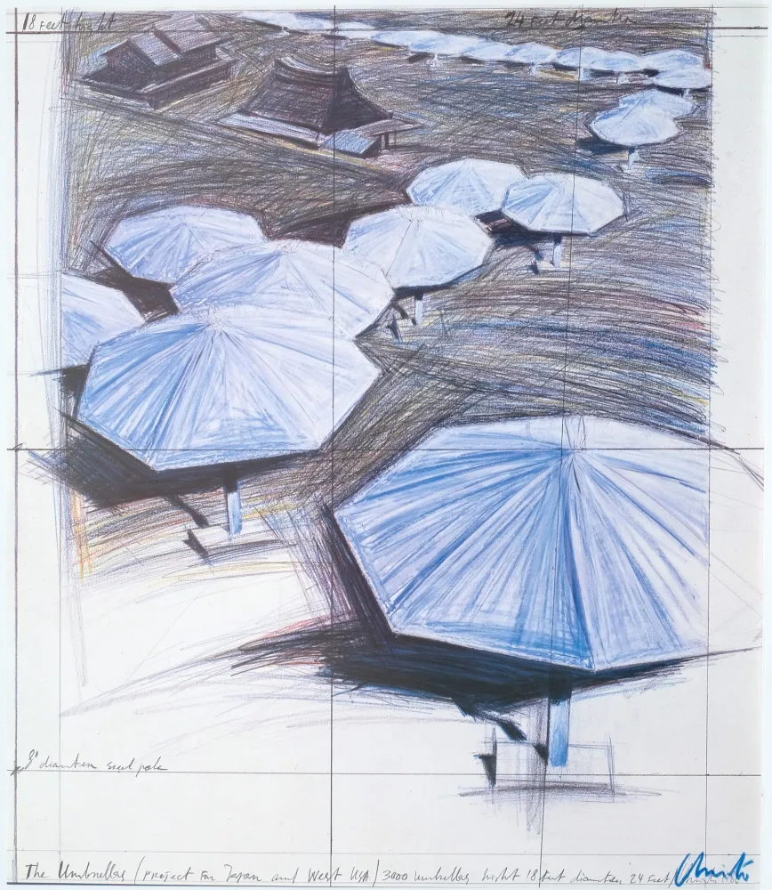 胶版印刷 Christo - Umbrellas Blue I I I