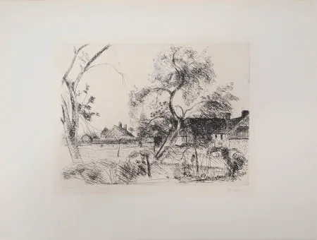 版画 Clairin - Maison de campagne à Saint-Loup