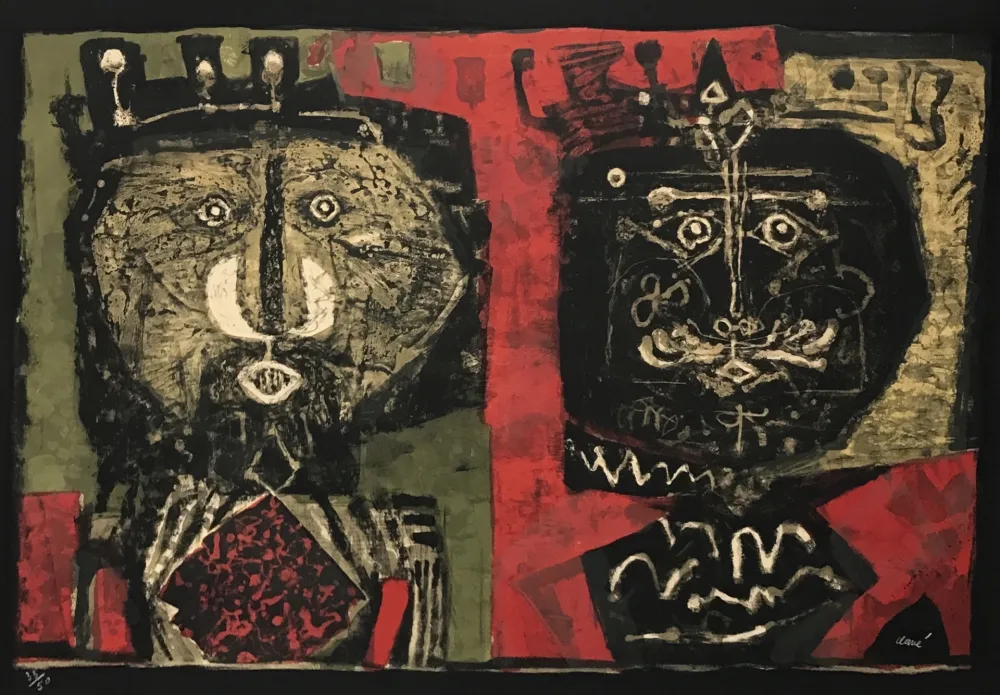 石版画 Clavé - Les Deux Rois (The Two Kings)