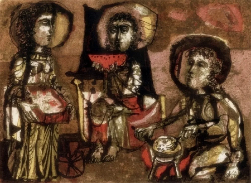 石版画 Clavé - Les Trois Maries