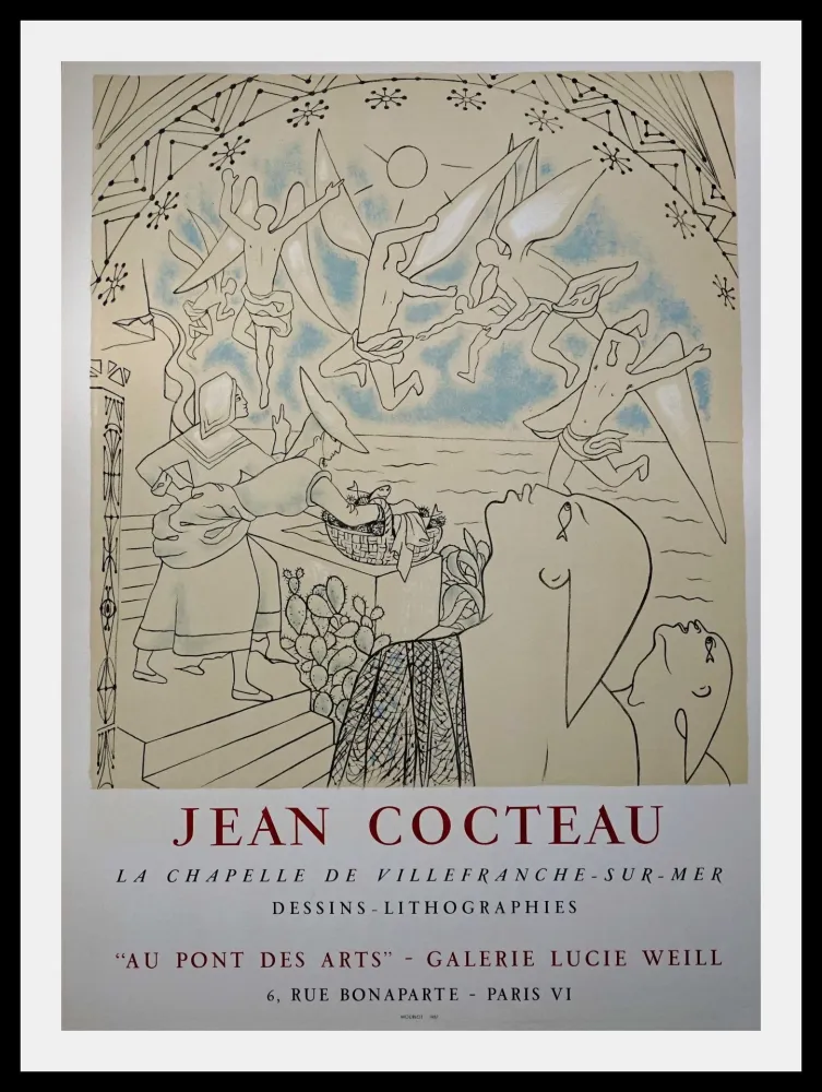 石版画 Cocteau - La chapelle de Villefranche-sur-mer dessins lithographies Galerie Lucie Weill