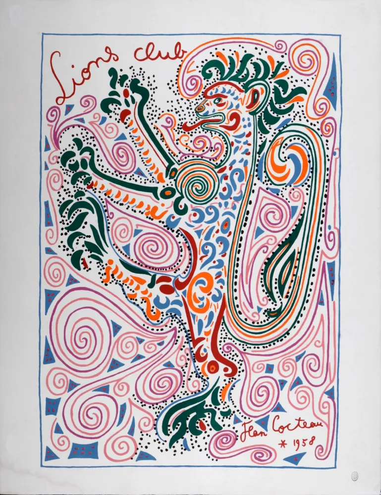 石版画 Cocteau - Lions Club, 1958