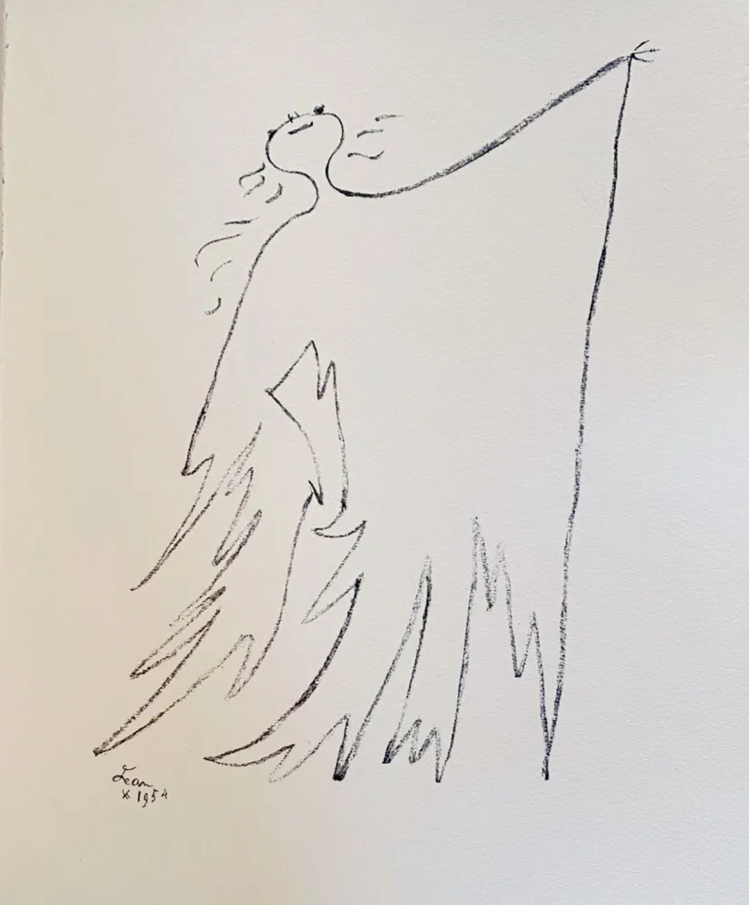 石版画 Cocteau - Sous le manteau de feu