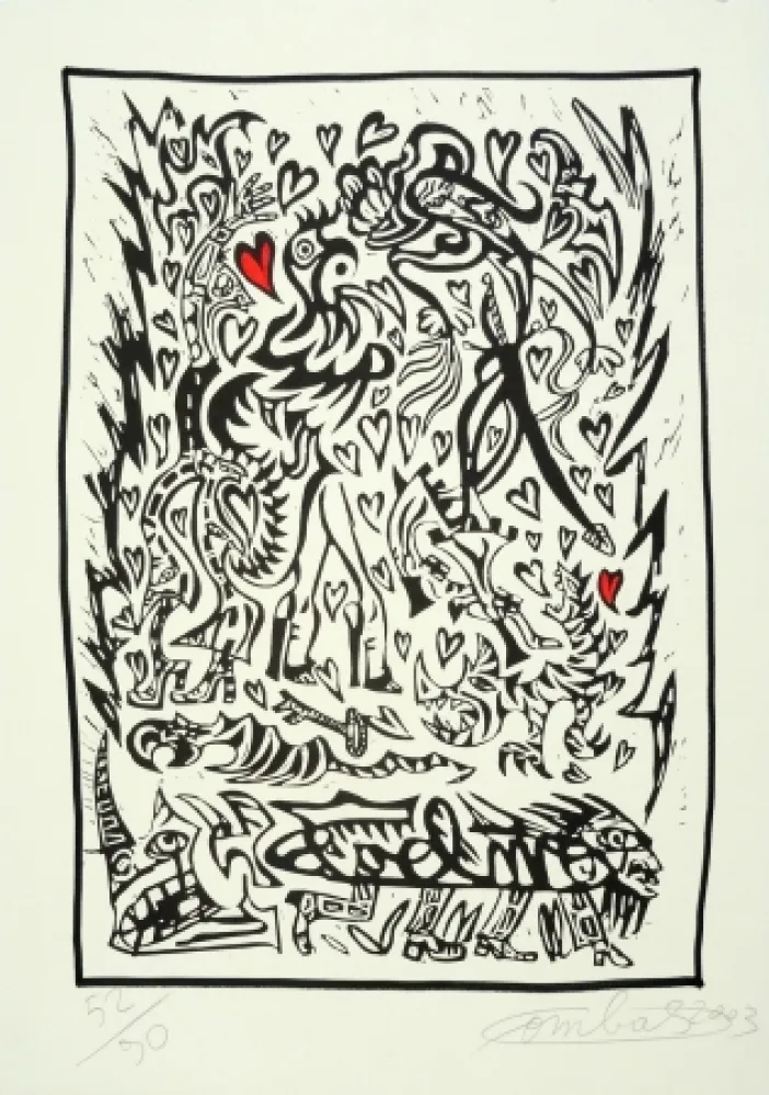 油毡版画 Combas - Composition