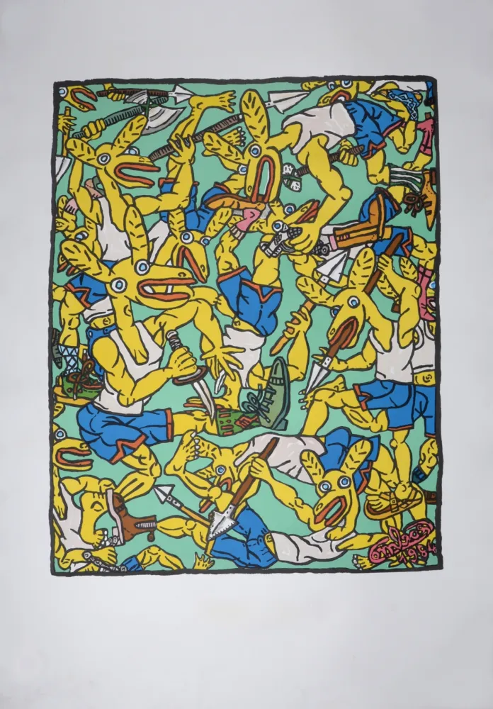 石版画 Combas - Les Lapins jaunes, 1984