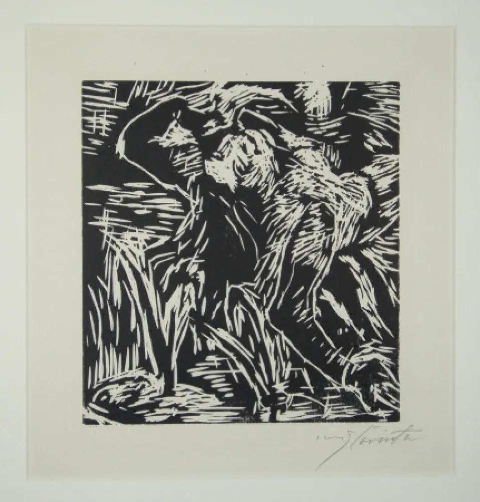 木刻 Corinth - Rückwärts gebeugter weiblicher Akt (Reclining Female Nude)