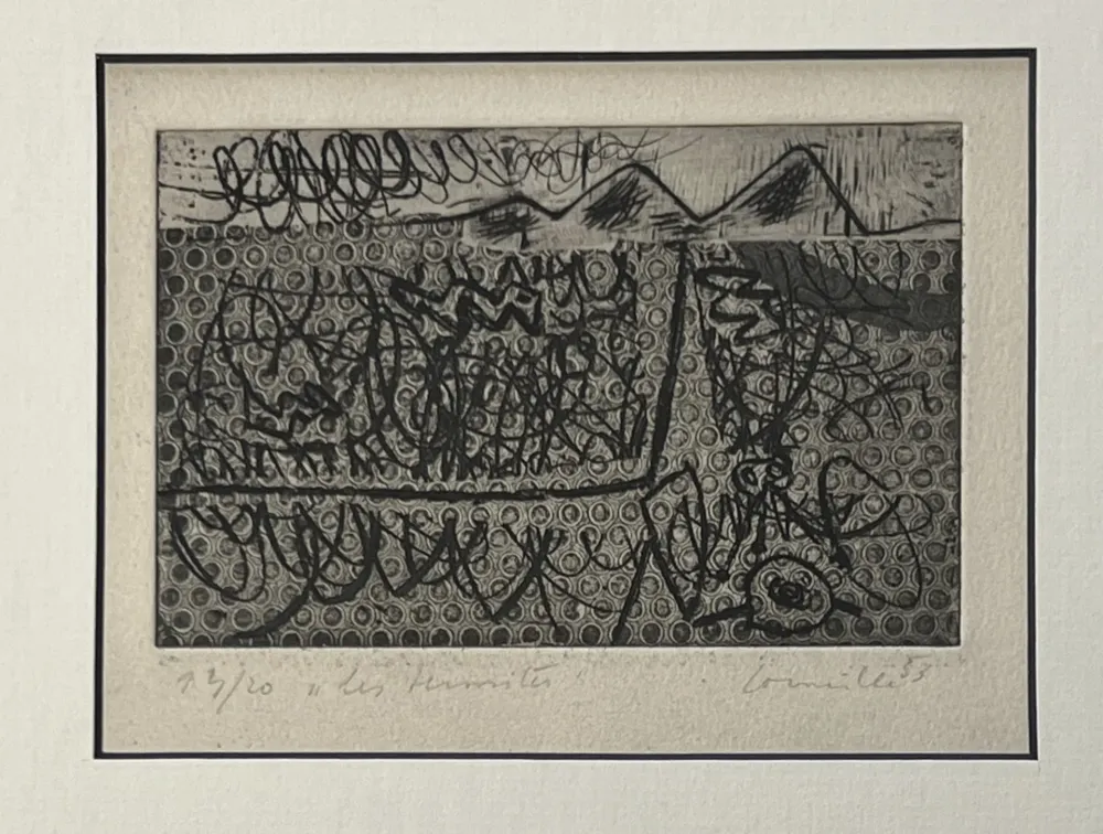 蚀刻版画 Corneille - Eau-forte encadrée Les termites 1953 Numéro 3/20