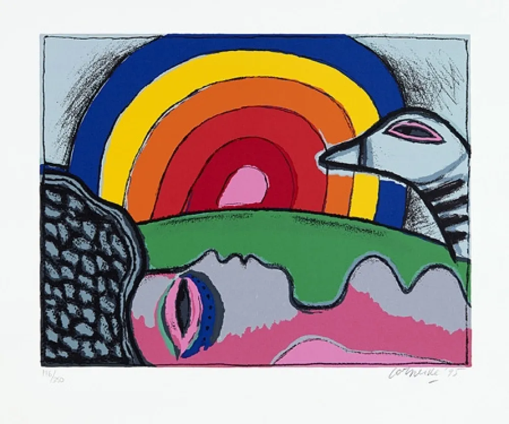 丝网印刷 Corneille - Femme à l'arc-en-ciel